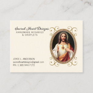 Elegant Sacred Heart Jesus Religious Business Card