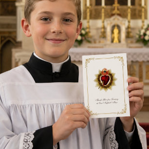 Elegant Sacred Heart Wedding Altar Server Card