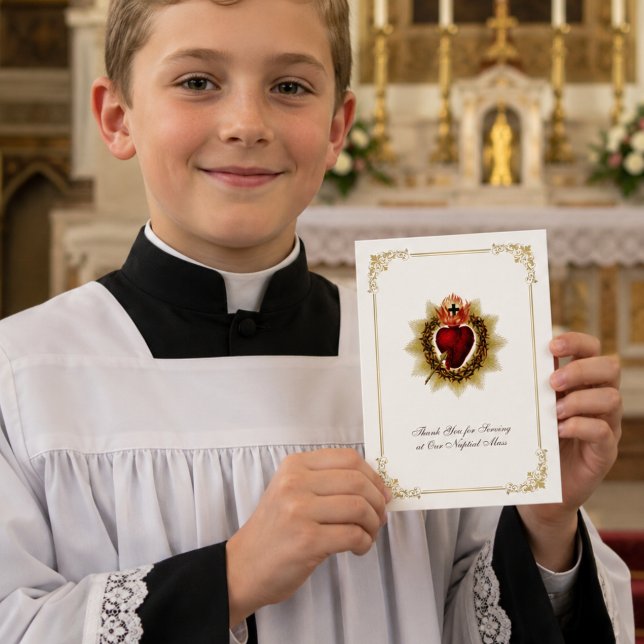 Elegant Sacred Heart  Wedding Altar Server  Card (Creator Uploaded)