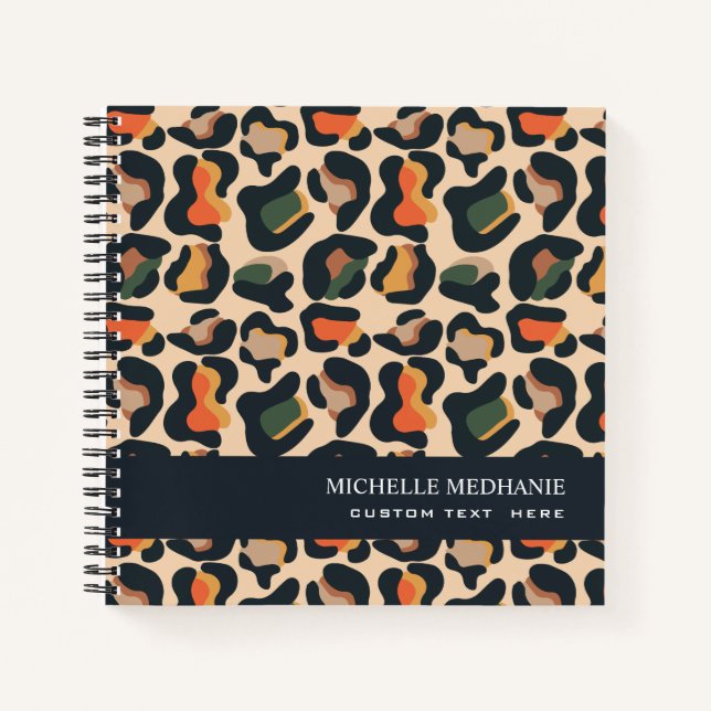 Elegant Safari Animal Skin Leopard spot MONOGRAM Notebook (Front)