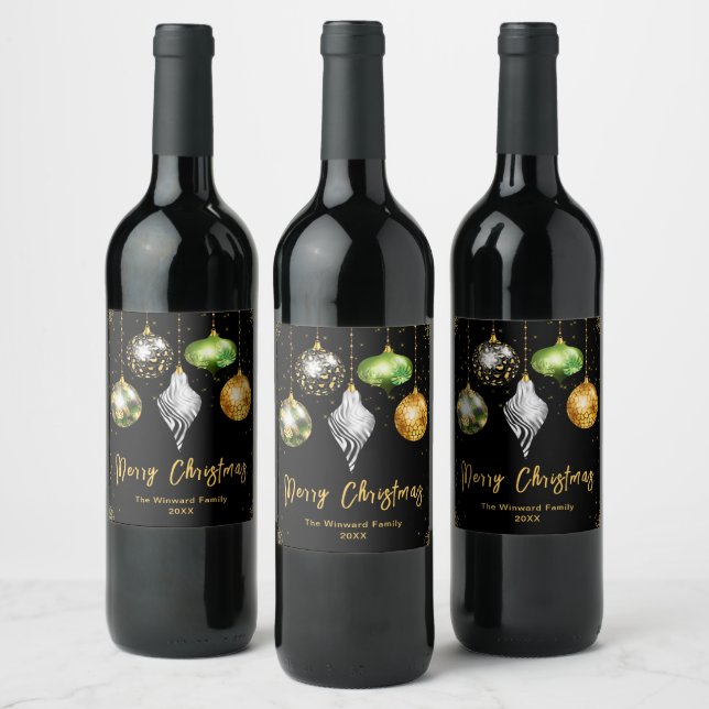 Elegant Safari Theme Ornament Christmas Wine Label (Bottles)