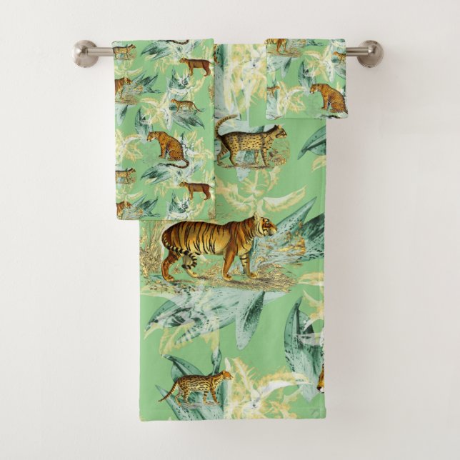Élégant Safari Tropical Wild Cats Tiger Sage Green (En situation)
