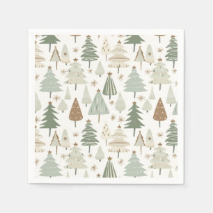 Elegant Saga green Christmas Trees  pattern Napkin