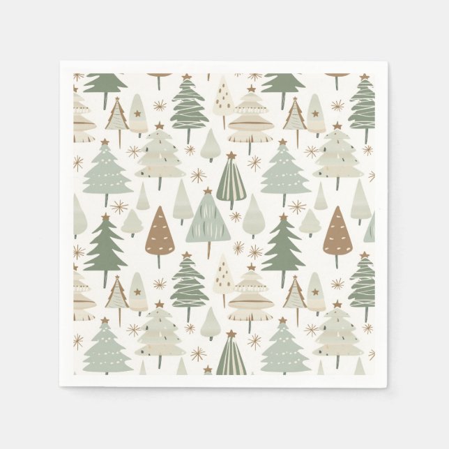 Elegant Saga green Christmas Trees  pattern Napkin (Front)