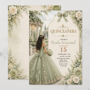 Elegant Sage and Ivory Quince Invitation