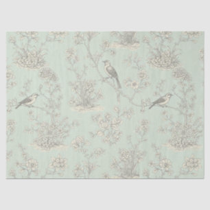 Elegant Sage Bird Botanical Toile Pattern Tissue Paper
