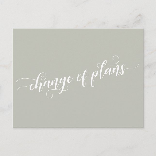 Elegant Sage Change of Plans Postponed Wedding Postcard (Front)