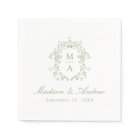 Elegant Sage Chinoiserie Monogram Crest Wedding