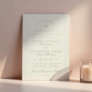Elegant Sage Cream Calligraphy Formal The Wedding Invitation