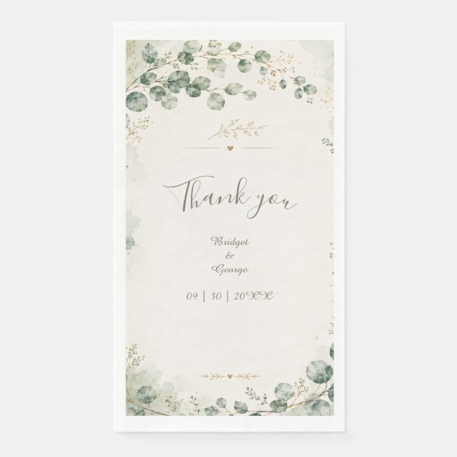 Elegant Sage Eucalyptus Wedding Botanicals Napkin (Front)