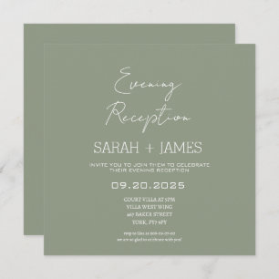Elegant Sage Evening Reception Wedding Square Invitation