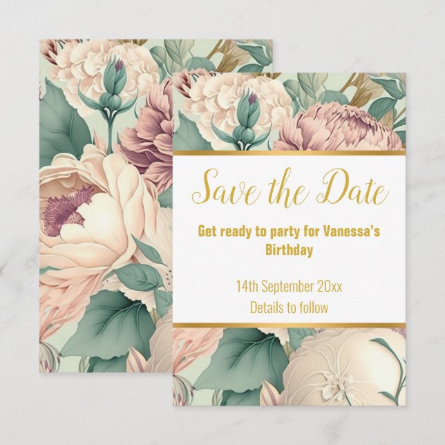 ELEGANT SAGE FLORAL RESPONSE RSVP CARD (Front/Back)
