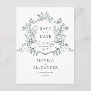Elegant Sage French Garden Wedding Save the Date Postcard