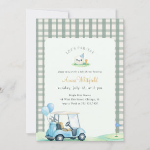 Elegant Sage Gingham Golf Baby Shower Invitation