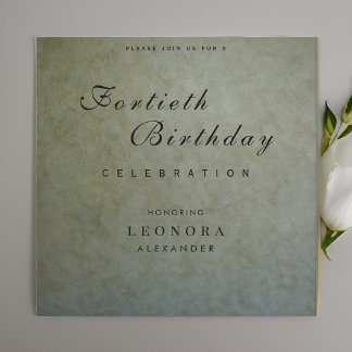 Elegant Sage Gold ANY Milestone Birthday Party Invitation
