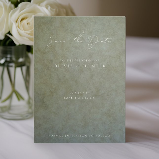 Elegant Sage Gold Wedding Save the Date Card (Creator Uploaded)
