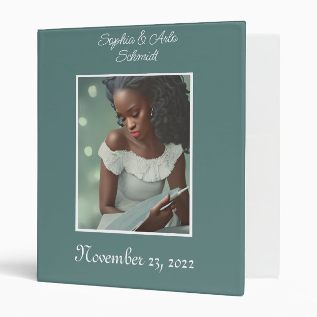 Elegant Sage Green and Blush Personalized Wedding  Binder (Front/Inside)