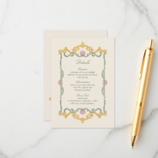 Elegant Sage Green and Gold Art Nouveau Enclosure Card
