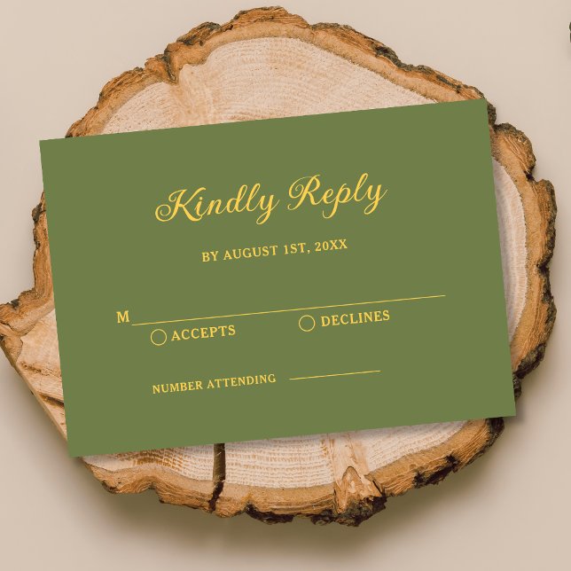 Elegant Sage Green and Gold Wedding RSVP (Creator Uploaded)