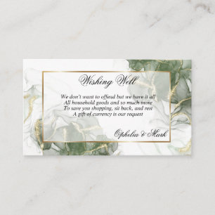 Elegant Sage Green and Gold Wishing Well Enclosure Card