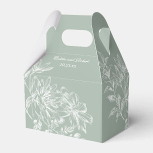 Elegant Sage Green and White Floral Favour Box