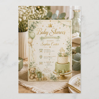 Elegant Sage Green Baby Shower Invitation 