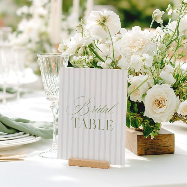 Élégant Sage Green & Beige Bridal Numéro de table (Elegant Sage Green & Beige Bridal Table Number)