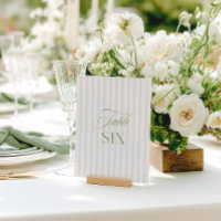 Elégant Sage Green & Beige Mariage Numéro de table
