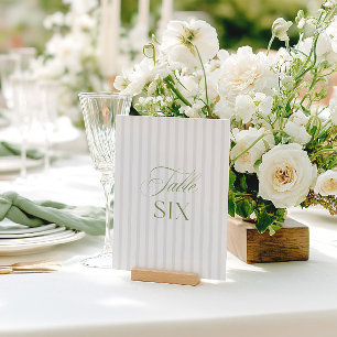 Elégant Sage Green & Beige Mariage Numéro de table