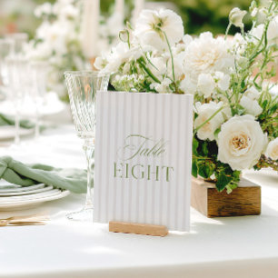Elégant Sage Green & Beige Mariage Numéro de table