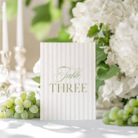 Elégant Sage Green & Beige Mariage Numéro de table