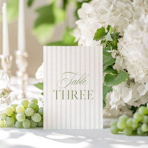 Elégant Sage Green & Beige Mariage Numéro de table