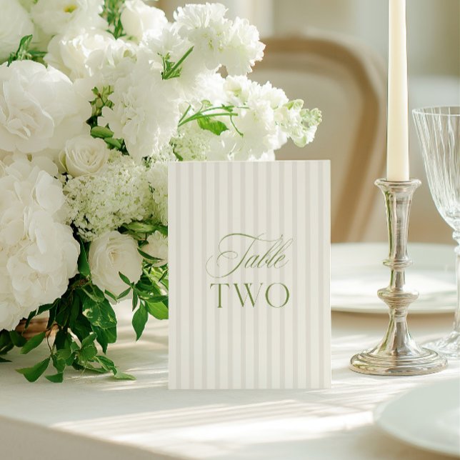Elégant Sage Green & Beige Mariage Numéro de table (Elegant Sage Green & Beige Wedding Table Number)