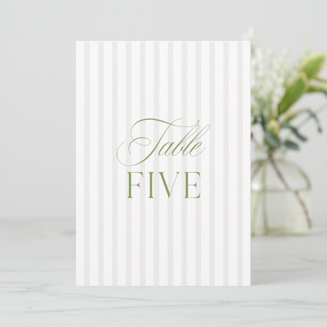 Elégant Sage Green & Beige Mariage Numéro de table (Debout devant)