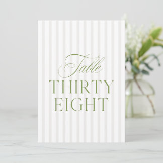 Elegant Sage Green & Beige Wedding 38 Table Number