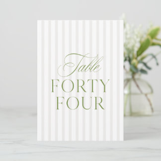 Elegant Sage Green & Beige Wedding 44 Table Number