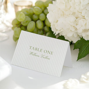 Elegant Sage Green & Beige Wedding Place Card