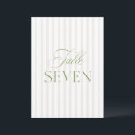 Elegant Sage Green & Beige Wedding Table Number<br><div class="desc">This elegant table number features a soft beige striped background with refined sage green serif typography and subtle script accents. Designed for garden weddings, refined receptions, and timeless outdoor celebrations. Coordinates with the “Iris” Wedding Invitation Collection — click the collection link on this page to find matching items like menus,...</div>