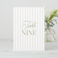 Elegant Sage Green & Beige Wedding Table Number