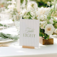 Elegant Sage Green & Beige Wedding Table Number