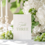 Elegant Sage Green & Beige Wedding Table Number<br><div class="desc">This elegant table number features a soft beige striped background with refined sage green serif typography and subtle script accents. Designed for garden weddings, refined receptions, and timeless outdoor celebrations. Coordinates with the “Iris” Wedding Invitation Collection — click the collection link on this page to find matching items like menus,...</div>