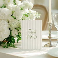 Elegant Sage Green & Beige Wedding Table Number