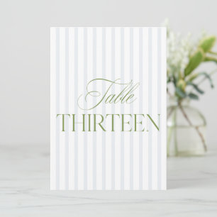 Elegant Sage Green & Blue Wedding 13 Table Number