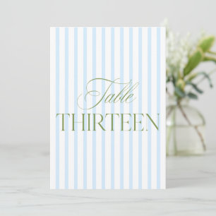 Elegant Sage Green & Blue Wedding 13 Table Number
