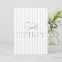 Elegant Sage Green & Blue Wedding 15 Table Number