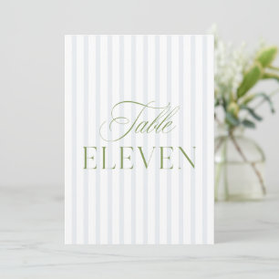 Elegant Sage Green & Blue Wedding Table Number 