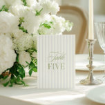 Elegant Sage Green & Blue Wedding Table Number<br><div class="desc">This elegant table number features a soft blue striped background with refined sage green serif typography and subtle script accents. Designed for garden weddings, refined receptions, and timeless outdoor celebrations. Coordinates with the “Iris” Wedding Invitation Collection — click the collection link on this page to find matching items like menus,...</div>