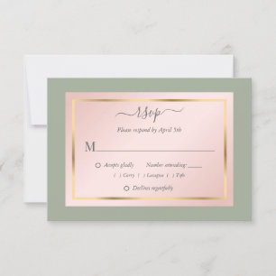 Elegant Sage Green Blush Gold Wedding RSVP Cards