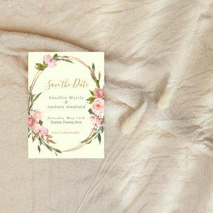 Elegant Sage Green Blush Pink Floral Gold Wedding Save The Date