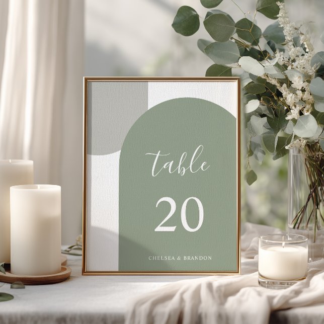 Elegant Sage Green Boho Arch Wedding Table Number (Creator Uploaded)